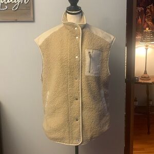 NWT Garcia stunning vest in a tan super soft boucle with cream accents.
